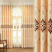 Cortina estilo europeu de luxo, amarelo, tratamento de janelas para sala de estar, quarto, corda bordada, jacquard, cortina de corda 2024 - compre barato