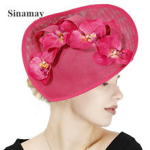 Lindos chapéus femininos, chapéu fascinator sinamay, flor, malha de penas, kentukie, derby, festa de chá, faixa de cabelo, flor, charmosas 2024 - compre barato