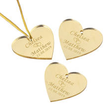 10Pcs * Personalized Engraved Mirror Heart Wedding Tags Gold Baptism Tag Sculpture Baby Shower Gift Favor Party Wedding Decor 2024 - buy cheap