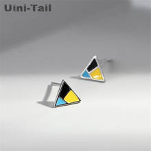 Uini-Tail, хит, новинка 925, Стерлинговое Серебро, модные, маленькие, цветные, треугольные серьги, темперамент, индивидуальность, тренд, высокое качество, ED616 2024 - купить недорого