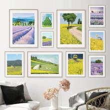 Lavender Sunflower Girl Flower Tree Field Wall Art Canvas Painting Nordic Posters And Prints Wall Pictures For Living Room Decor 2024 - buy cheap