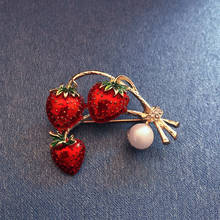 Morkopela Freshwater Pearls Strawberry Brooches Vintage Fruit Brooch Flower Metal Brooches For Women Banquet Party Clothes Pins 2024 - buy cheap