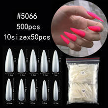 Puntas de uñas postizas con 10 tamaños, Stiletto francés acrílico, ABS, 0-9 tamaños, 500 Uds. 2024 - compra barato