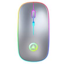 Mini ratón inalámbrico 1600DPI 2,4 Ghz, Delgado, silencioso, recargable, luces de respiración coloridas, ahorro de energía para portátil y Escritorio 2024 - compra barato