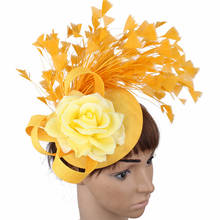New Imitation Sinamay Wedding Formal Dress Fedora Hat Headband Fancy Flower Fascinator Hat Women Ladies Show Headpiece Hair Clip 2024 - buy cheap