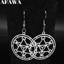 Fashion Stainless Steel Round Merkaba Meditation Earring Hollow Silver Color Drop Earrings Jewelry pendientes mujer E1530S02 2024 - buy cheap