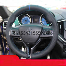 DIY Car Steering Wheel Cover For Maserati Ghibli Levante Quattroporte GT Stitch On Wrap Interior Accessories Black Leather 2024 - buy cheap