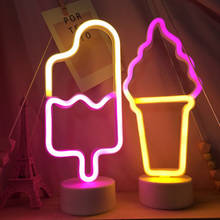 Led neon luz sinal de néon picolé lâmpada caixa bateria para sorvete loja pastelaria display restaurante bar decoração do feriado sinal sexy 2024 - compre barato