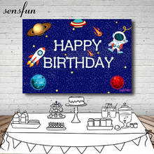 Sensfun-Fondo de cumpleaños de aventura de universo, nave espacial, astronauta, niño, fotografía de cumpleaños, decoración de planetas del espacio exterior 2024 - compra barato