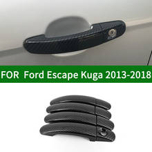 For Ford Escape Kuga 2013-2018 Accessory glossy black Carbon fibre pattern car side Door Handle Covers Trim 2014 2015 2016 2017 2024 - buy cheap