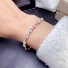 fashion new natural colorful Opal bracelet for women jewelry real 925 silver gold plated natural gem birthstone party gift  sale 2024 - buy cheap