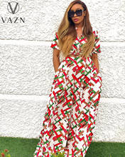 VAZN 2021 Summer European and African Style Women's Dress Set Stylish Milk Silk Fabric Digital Print Wide Pants Two Pieces 2024 - buy cheap