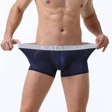AIIOU Mens Mesh Underwear Ice Silk Underpants Nylon Sexy Breathable Gay Male Panties Men Boxer Shorts Solid Cueca Men Trunks 2024 - buy cheap