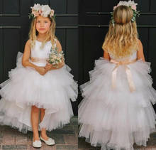 High Low Cute  Flower Girls Dresses for Weddings Tiered Baby Girl First Communion Lace Dresses Party  Birthday Gown 2024 - buy cheap