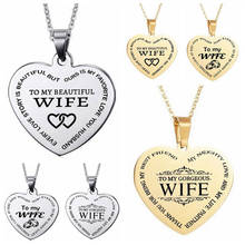 To MY Wife Stainless Steel Necklace Gold Silver Color Heart Pendants Necklaces Wedding Anniversary Jewelry Love Gifts 2024 - buy cheap