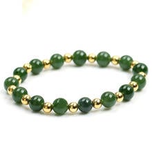 Abalorio de plata de ley 925 auténtica para mujer, pulsera de cuentas de Jade Natural de 10mm con Jadeíta verde y aceite 2024 - compra barato