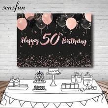 Sensfun balões de festa de aniversário femininos, balão de glitter preto rosa, dourado, para fotografia, planos de fundo personalizados, fotochamada 2024 - compre barato