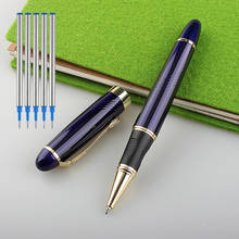 Роскошная металлическая ручка Jinhao X450, темно-синяя тонкая крученая металлическая шариковая ручка, ручка, роскошный лучший ролик для письма 2024 - купить недорого