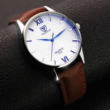 Relógio yazole masculino com pulseira de couro, modelo clássico, pulseira de couro pu, quartzo, macio, negócios 2024 - compre barato