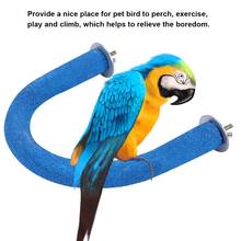 Pet Bird Rough-surfaced Wooden Wall Suction Cup Perch Pet Stand Stick Platform Rack Cage Toy for Beak Paw Grinding Stand 2024 - buy cheap