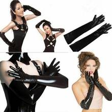 Guantes de PVC de cuero de imitación para mujer, manoplas largas brillantes para espectáculo de baile, ropa de látex para fiesta, Cosplay 2024 - compra barato