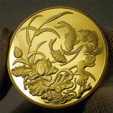 Памятная монета, китайская рыба кои, сувенир на удачу, золотые монеты, Подарочная коллекция 2024 - купить недорого