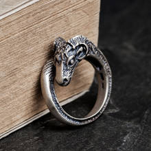 Fashion Punk Style Adjustable 100% 925 Sterling Silver Animal Ring  Antique Silver Goat Sheep Head Rock Rings Men's Jewelry 2024 - buy cheap