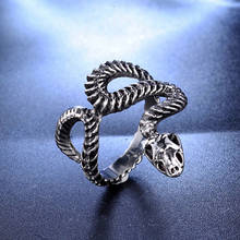 Esqueleto gótico cobra anel punk estilo 316l aço inoxidável biker anel único esqueleto cobra jóias tamanho 7-13 2024 - compre barato