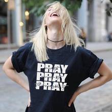 Женские футболки из 100% хлопка с принтом молитвы за молитву над ним, рубашки в христианском стиле, верная футболка унисекс, летний Повседневный Топ с круглым вырезом и коротким рукавом 2024 - купить недорого