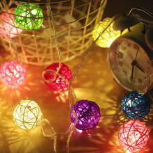 Cordão de luzes de led em rattan, 4m, decoração de árvore de natal, guirlanda de bolas, lâmpada a bateria, 2024 - compre barato
