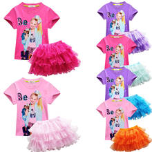 Moda jojo siwa crianças terno de verão meninas manga curta dos desenhos animados tutu saia crianças roupas meninas conjunto boutique roupas 2024 - compre barato