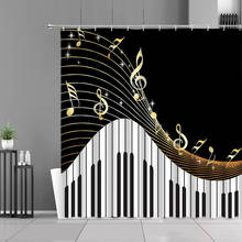 Black And White Striped Piano Key Music Symbol Shower Curtain Music Art Design Home Bathroom Decor Waterproof Hooks Curtains Set 2024 - buy cheap