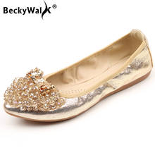 2021 Spring Summer Ballet Flat Shoes Women Foldable Fashion Beaded Shoes Woman Flats Slip On zapatos mujer Size 34-43 WSH2533 2024 - buy cheap