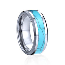 Обручальные кольца для мужчин и женщин, классические обручальные кольца из карбида вольфрама, голубой бирюз 2024 - купить недорого