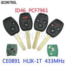 QCONTROL Car Remote Key 433MHz Suit for Honda CE0891 HLIK-1T Accord Element Pilot CR-V HR-V Fit Insight City Jazz Odyssey Fleed 2024 - buy cheap