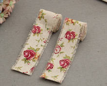 Rose Printed Jute Cloth Roll Hemp DIY Weedding Birthday Gift Strap Apparel  Sewing Pulled Flower Rope Linen Volume Burlap Ribbon 2024 - buy cheap