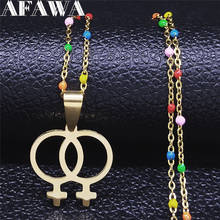 2021 moda 7 cores corrente lésbica colar de aço inoxidável para as mulheres cor do ouro pingente colar de jóias mujer n21402s1 2024 - compre barato