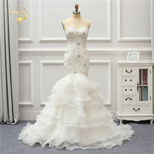 Ruffles Organza Wedding Dress 2022 Applique Zipper and Buttons Robe De Mariage Mermaid Vestido De Noiva Brida Dress Wedding Gown 2024 - buy cheap