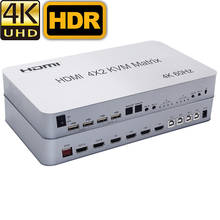 4-портовый HDMI KVM-матричный коммутатор 4K HDMI KVM-коммутатор с двумя мониторами hdmi kvm-коммутатор с 4 портами HDMI 4X2 матричный коммутатор-сплиттер 2024 - купить недорого