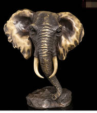 Decoração de artesanato chinês bronze cobre decoração da china, artesanato asiático bronze folclórico escultura abstrata de cobre cabeça de elefante decoração de arte 2024 - compre barato