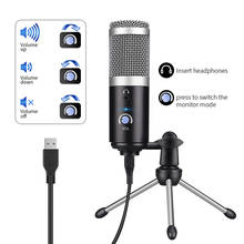 Microfone usb profissional para laptop, condensador, gravação, para podcast, conversa, transmissão de vídeo 2024 - compre barato
