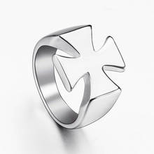 Vintage Knights Templar Iron Rings Stainless Steel Cross Ring for Men Boy Retro Punk Cool Male Jewelry 2024 - buy cheap