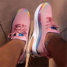 Женские кроссовки на платформе, повседневная обувь на осень, разноцветные, большие размеры 36-43 2024 - купить недорого
