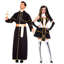 Traje de monja para parejas de mediana edad, disfraz de carnaval, Halloween, iglesia, religioso, Cosplay, fiesta 2024 - compra barato