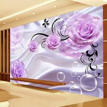 Custom Photo Wallpaper 3D Floral Purple Rose Silk Background Modern Simple Romantic Living Room Bedroom Wall Design Mural Paper 2024 - buy cheap