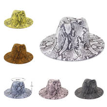 Мужские фетровые шляпы женская обувь из змеиной кожи с леопардовым принтом и головной убор из перьев джазовые шляпы в британском стиле шапка на осень-зиму большой вдоль разноцветные шляпы 2024 - купить недорого