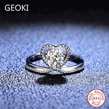 Geoki 925 Sterling Silver 1 Ct Perfect Cut Heart Diamond Ring Luxury D Color VVS1 Passed Diamond Test Moissanite Wedding Ring 2024 - buy cheap