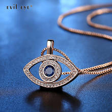 EVIL EYE Micro Pave Zircon Turkish Evil Eye Pendant Necklace Rose Gold Silver Color Long Chain Necklace for Women Girls LE639 2024 - buy cheap