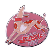 Розовая булавка с надписью I Love My Rescue Dog 2024 - купить недорого