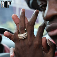 Хип-хоп мужское круглое кольцо медное Очарование Большой багет кубический циркон кольцо со льдом для мужчин модные ювелирные изделия 2024 - купить недорого